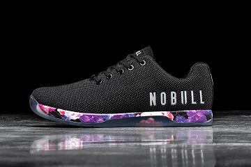 Black Nobull Space Floral Men's Trainers | CA V1197R